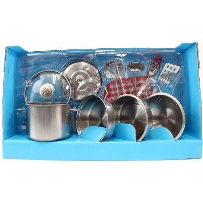 Metal Pots And Pans Kitchen Cookware Playset