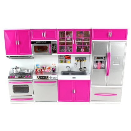 My Modern Kitchen Full Deluxe Kit Battery Operated Kitchen Playset : Refrigerator, Stove, Sink, Microwave