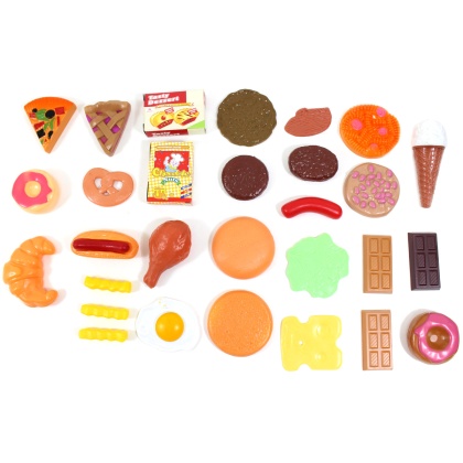 Fast Food & Dessert Play Food Set For Kids - 30 pieces