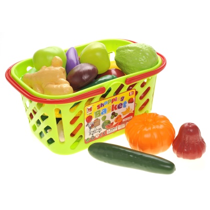 Fruits And Vegetables Shopping Basket Grocery Play Food Set For Kids