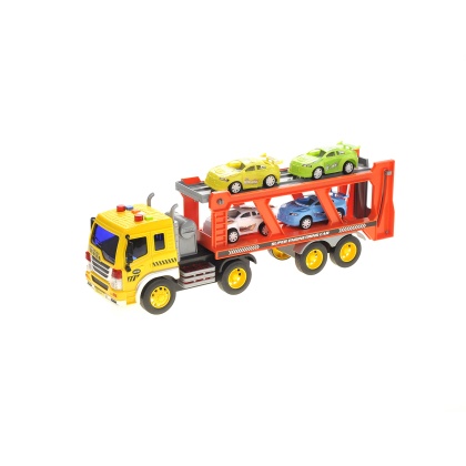 1:16 2-in-1 Friction Powered Transporter Truck With Lights And Sounds