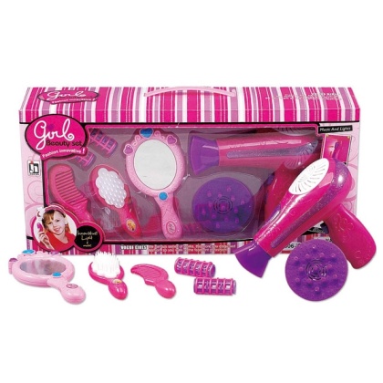 Beauty Salon Fashion Play Set With Hairdryer, Mirror, And Accessories