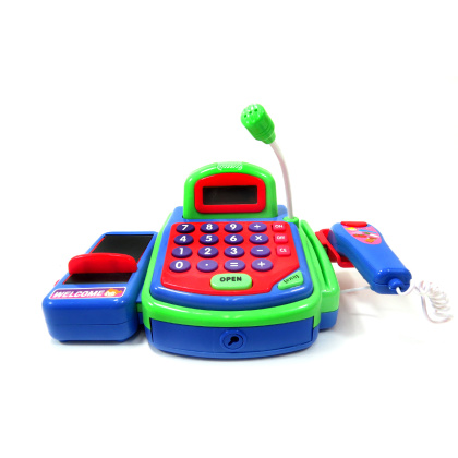Pretend Play Electronic Cash Register Toy Realistic Actions & Sounds Green