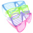 Plastic Shutter Shades Glasses (12Pairs/PK, Purple,Blue,Green, And Pink)